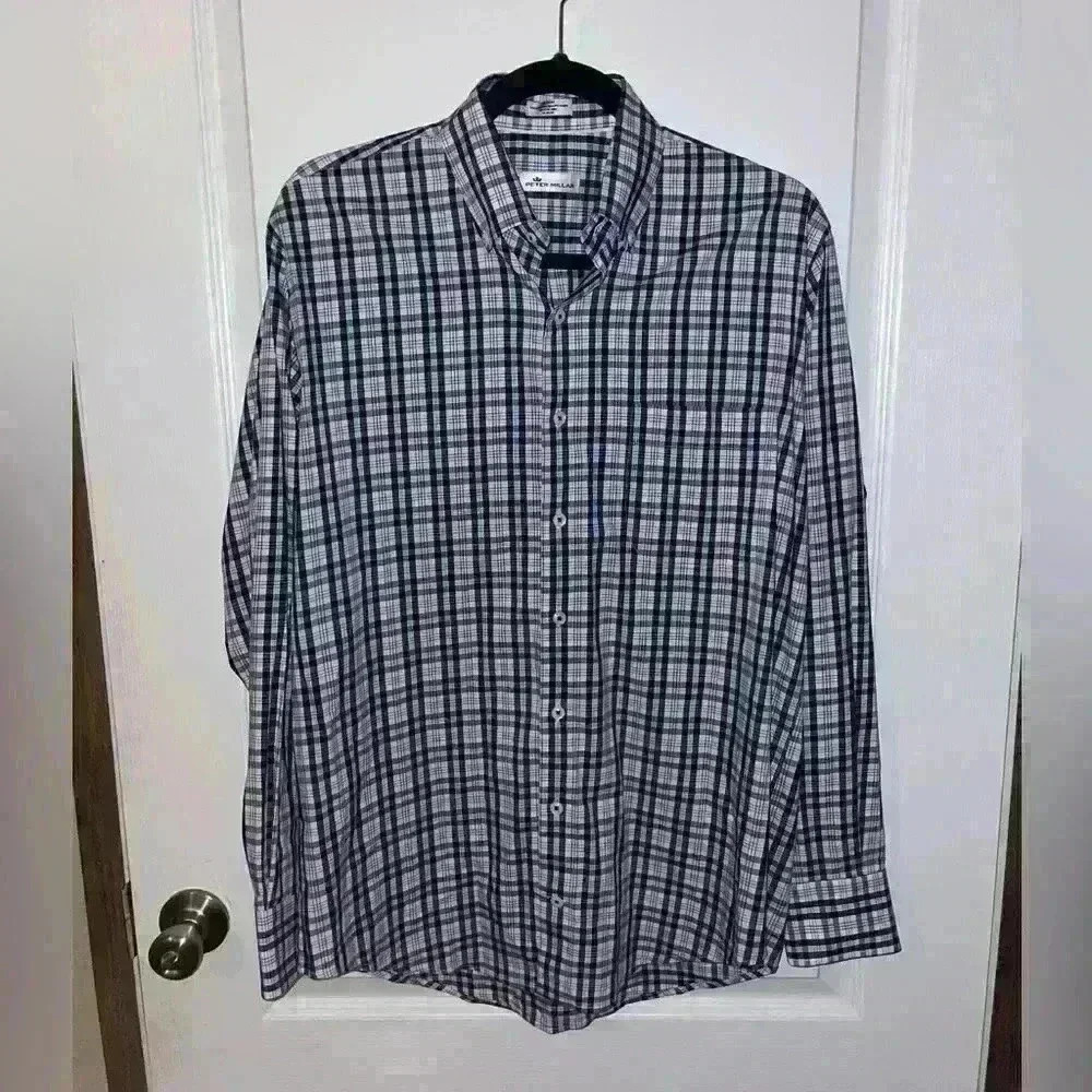 Peter Millar plaid button up shirt size medium
